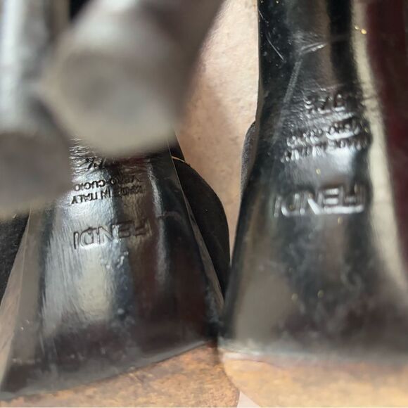 Fendi Stiletto heels Platform open toe sandals Grommet gold stud dress shoes y2k - Picture 4 of 5